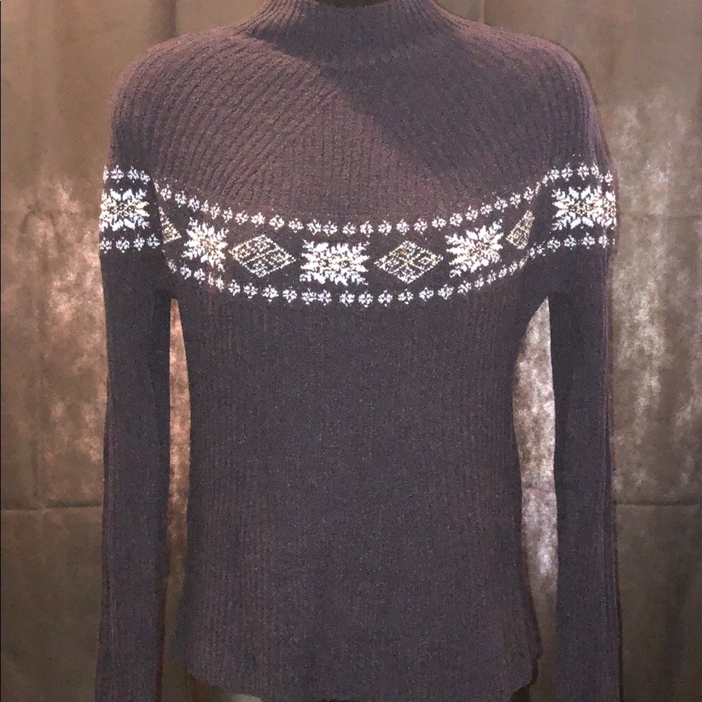 Worn Patterned Knitted Sweater